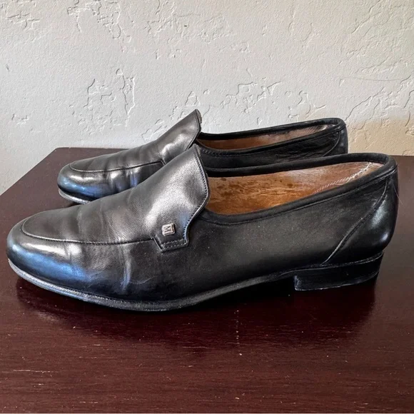 Bruno Magli Darcy Loafers Black Leather Hand Made in Italy